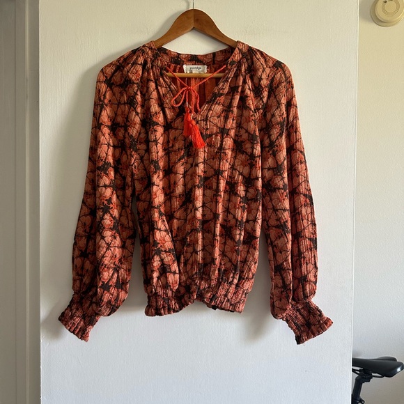 Anthropologie Porridge Orange Elisabeth Peasant Blouse size Small EUC - Picture 3 of 7
